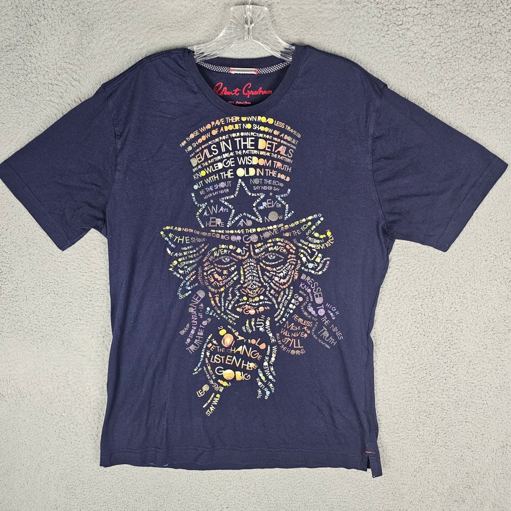 Robert Graham T Shirt Mens L Navy Devils In The Details Graphic Uncle Sam